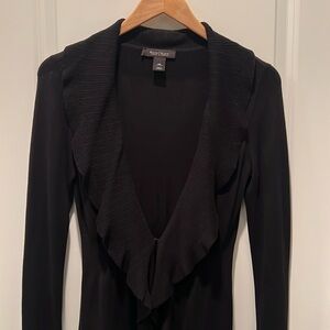 WHBM black ruffled long cardigan sweater, XS